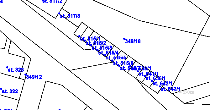 Parcela st. 515/5 v KÚ Ledvice, Katastrální mapa