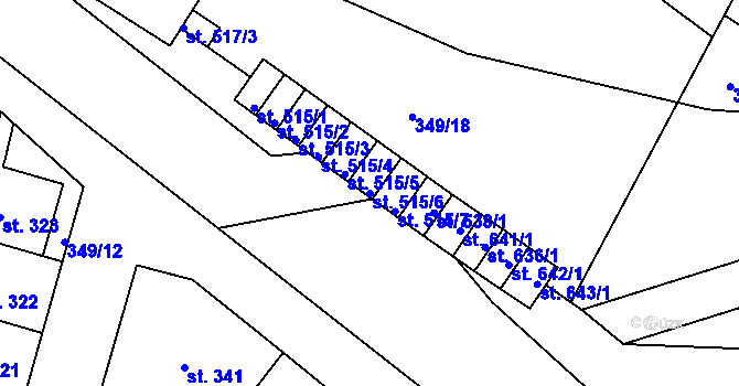 Parcela st. 515/6 v KÚ Ledvice, Katastrální mapa
