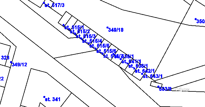 Parcela st. 515/7 v KÚ Ledvice, Katastrální mapa