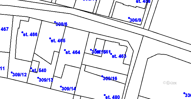Parcela st. 561 v KÚ Ledvice, Katastrální mapa