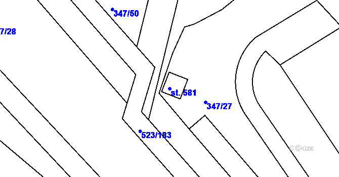 Parcela st. 581 v KÚ Ledvice, Katastrální mapa