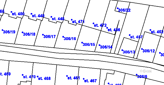 Parcela st. 306/15 v KÚ Ledvice, Katastrální mapa