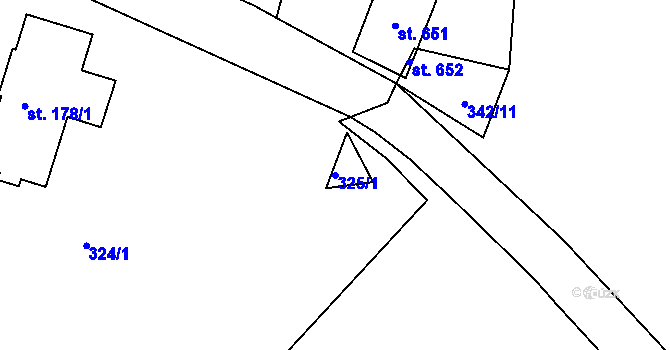 Parcela st. 325/1 v KÚ Ledvice, Katastrální mapa