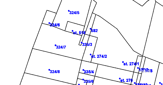 Parcela st. 325/3 v KÚ Ledvice, Katastrální mapa