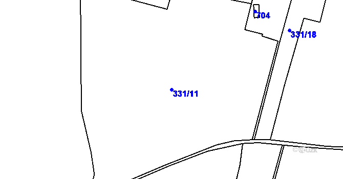 Parcela st. 331/11 v KÚ Ledvice, Katastrální mapa