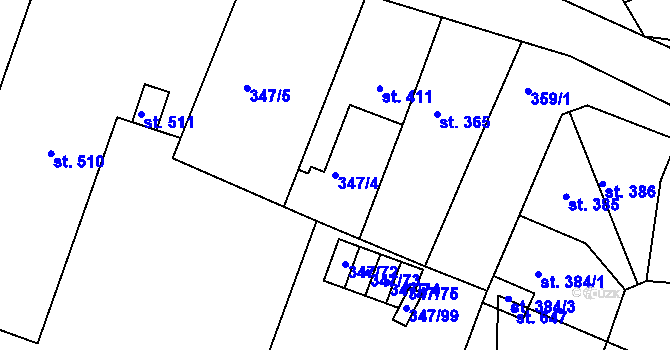 Parcela st. 347/4 v KÚ Ledvice, Katastrální mapa
