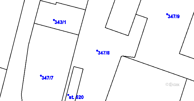 Parcela st. 347/8 v KÚ Ledvice, Katastrální mapa