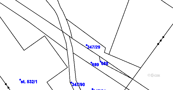 Parcela st. 347/29 v KÚ Ledvice, Katastrální mapa