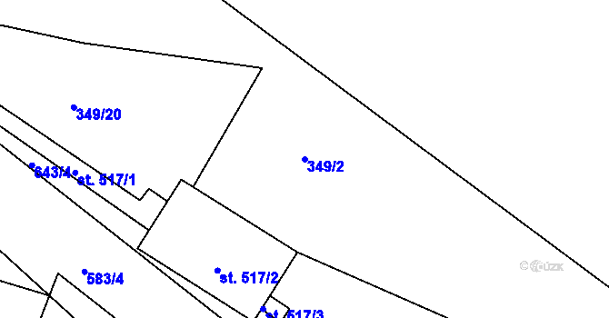 Parcela st. 349/2 v KÚ Ledvice, Katastrální mapa