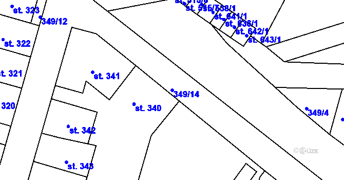 Parcela st. 349/14 v KÚ Ledvice, Katastrální mapa