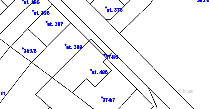 Parcela st. 374/6 v KÚ Ledvice, Katastrální mapa