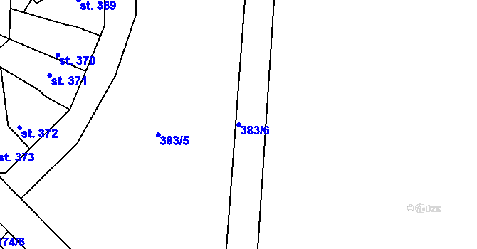 Parcela st. 383/6 v KÚ Ledvice, Katastrální mapa