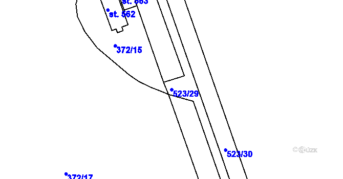 Parcela st. 523/29 v KÚ Ledvice, Katastrální mapa
