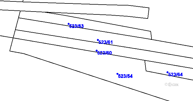 Parcela st. 523/60 v KÚ Ledvice, Katastrální mapa