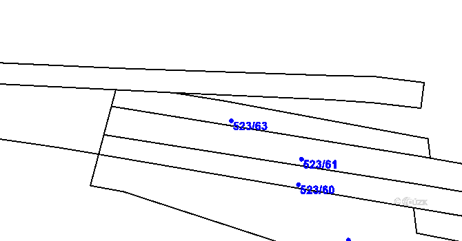 Parcela st. 523/63 v KÚ Ledvice, Katastrální mapa