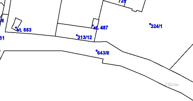 Parcela st. 643/8 v KÚ Ledvice, Katastrální mapa