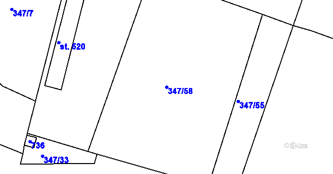 Parcela st. 347/58 v KÚ Ledvice, Katastrální mapa