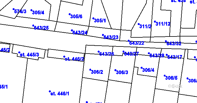 Parcela st. 643/26 v KÚ Ledvice, Katastrální mapa