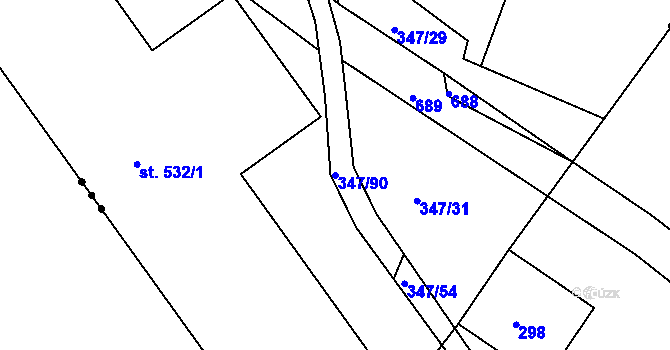 Parcela st. 347/90 v KÚ Ledvice, Katastrální mapa