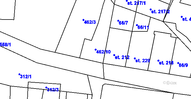 Parcela st. 462/10 v KÚ Ledvice, Katastrální mapa