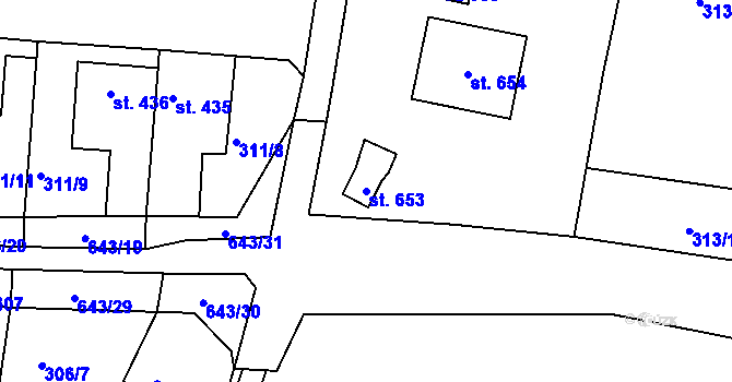 Parcela st. 653 v KÚ Ledvice, Katastrální mapa