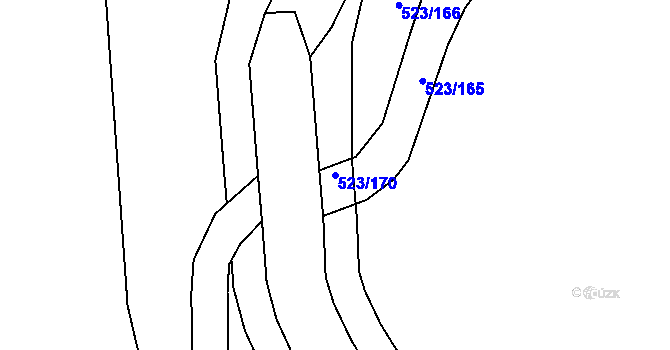 Parcela st. 523/170 v KÚ Ledvice, Katastrální mapa