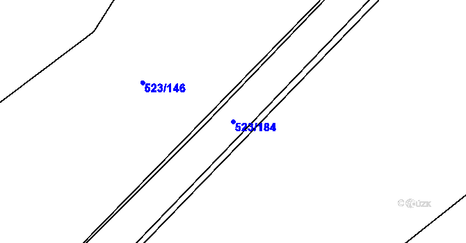 Parcela st. 523/184 v KÚ Ledvice, Katastrální mapa