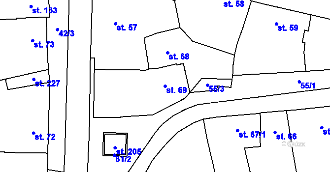 Parcela st. 69 v KÚ Lechotice, Katastrální mapa