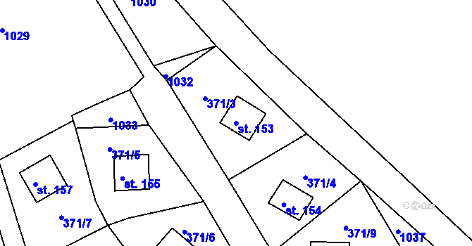 Parcela st. 153 v KÚ Lechotice, Katastrální mapa