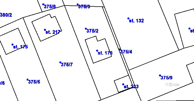 Parcela st. 176 v KÚ Lechotice, Katastrální mapa