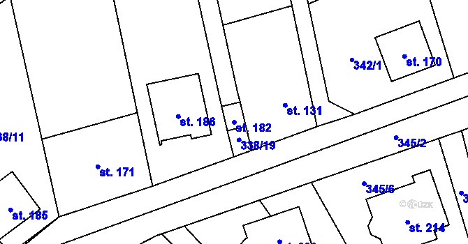 Parcela st. 182 v KÚ Lechotice, Katastrální mapa