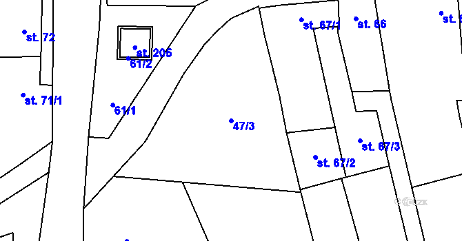 Parcela st. 47/3 v KÚ Lechotice, Katastrální mapa