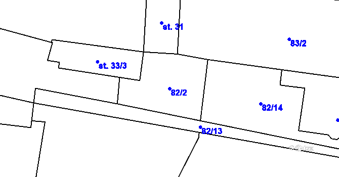 Parcela st. 82/2 v KÚ Lechotice, Katastrální mapa