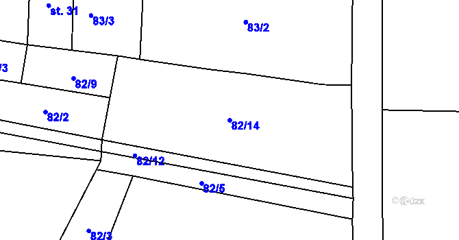 Parcela st. 82/14 v KÚ Lechotice, Katastrální mapa