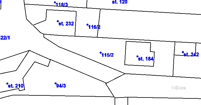 Parcela st. 115/2 v KÚ Lechotice, Katastrální mapa