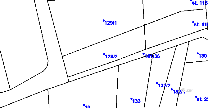 Parcela st. 129/2 v KÚ Lechotice, Katastrální mapa