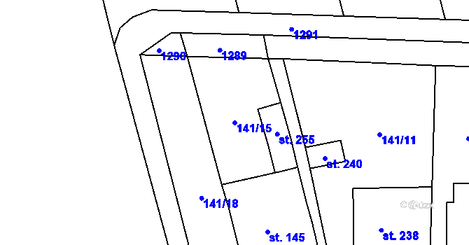 Parcela st. 141/15 v KÚ Lechotice, Katastrální mapa