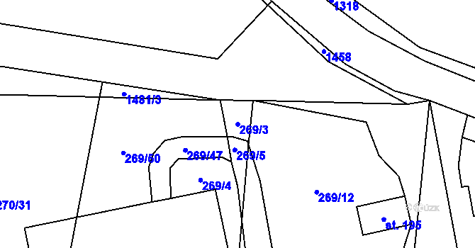 Parcela st. 269/3 v KÚ Lechotice, Katastrální mapa
