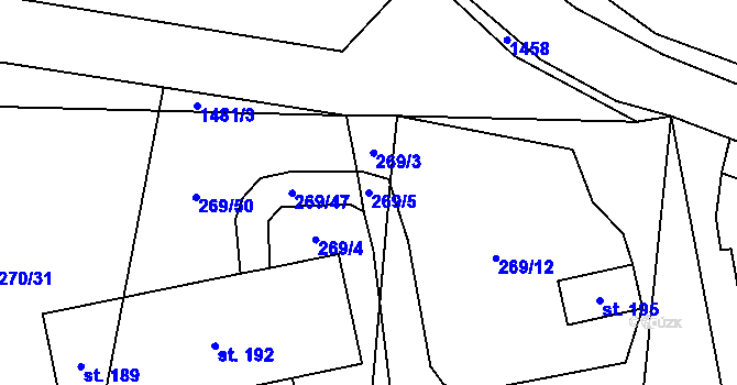 Parcela st. 269/5 v KÚ Lechotice, Katastrální mapa