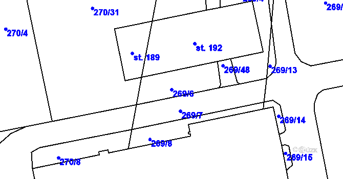 Parcela st. 269/6 v KÚ Lechotice, Katastrální mapa