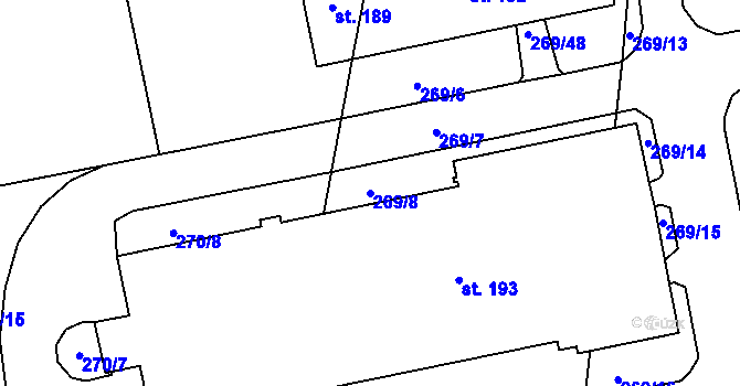 Parcela st. 269/8 v KÚ Lechotice, Katastrální mapa