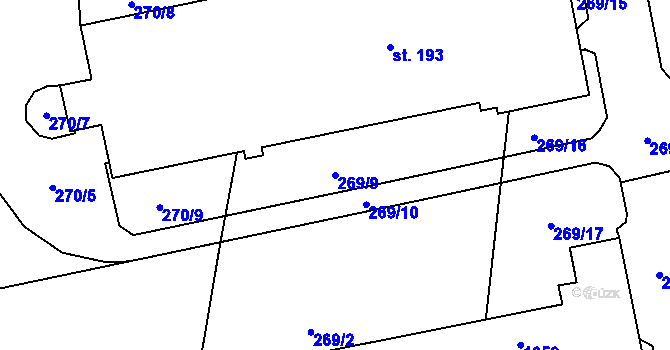 Parcela st. 269/9 v KÚ Lechotice, Katastrální mapa