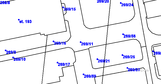 Parcela st. 269/11 v KÚ Lechotice, Katastrální mapa