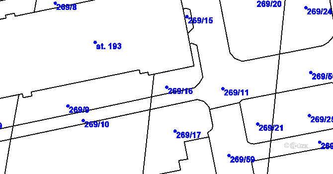 Parcela st. 269/16 v KÚ Lechotice, Katastrální mapa