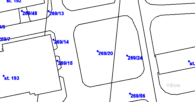 Parcela st. 269/20 v KÚ Lechotice, Katastrální mapa