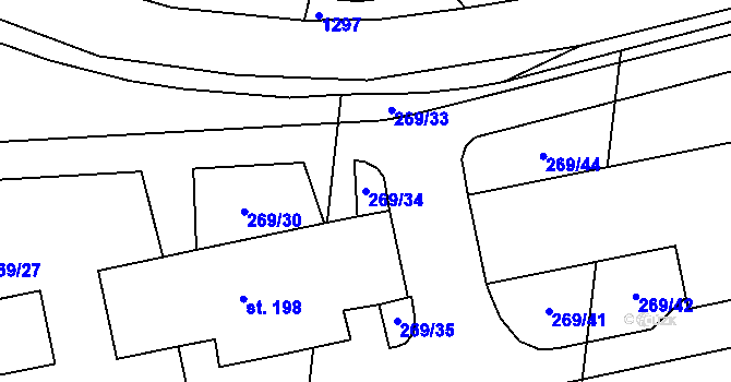 Parcela st. 269/34 v KÚ Lechotice, Katastrální mapa
