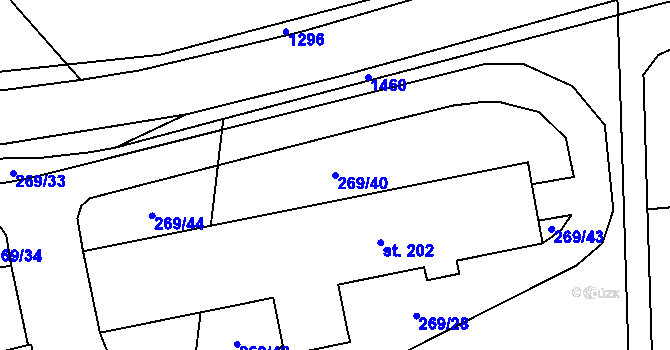 Parcela st. 269/40 v KÚ Lechotice, Katastrální mapa