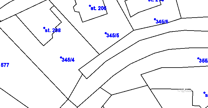 Parcela st. 345/13 v KÚ Lechotice, Katastrální mapa