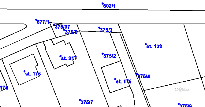 Parcela st. 375/2 v KÚ Lechotice, Katastrální mapa