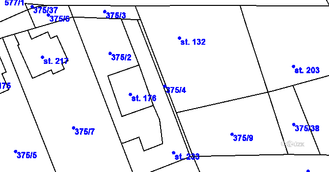 Parcela st. 375/4 v KÚ Lechotice, Katastrální mapa